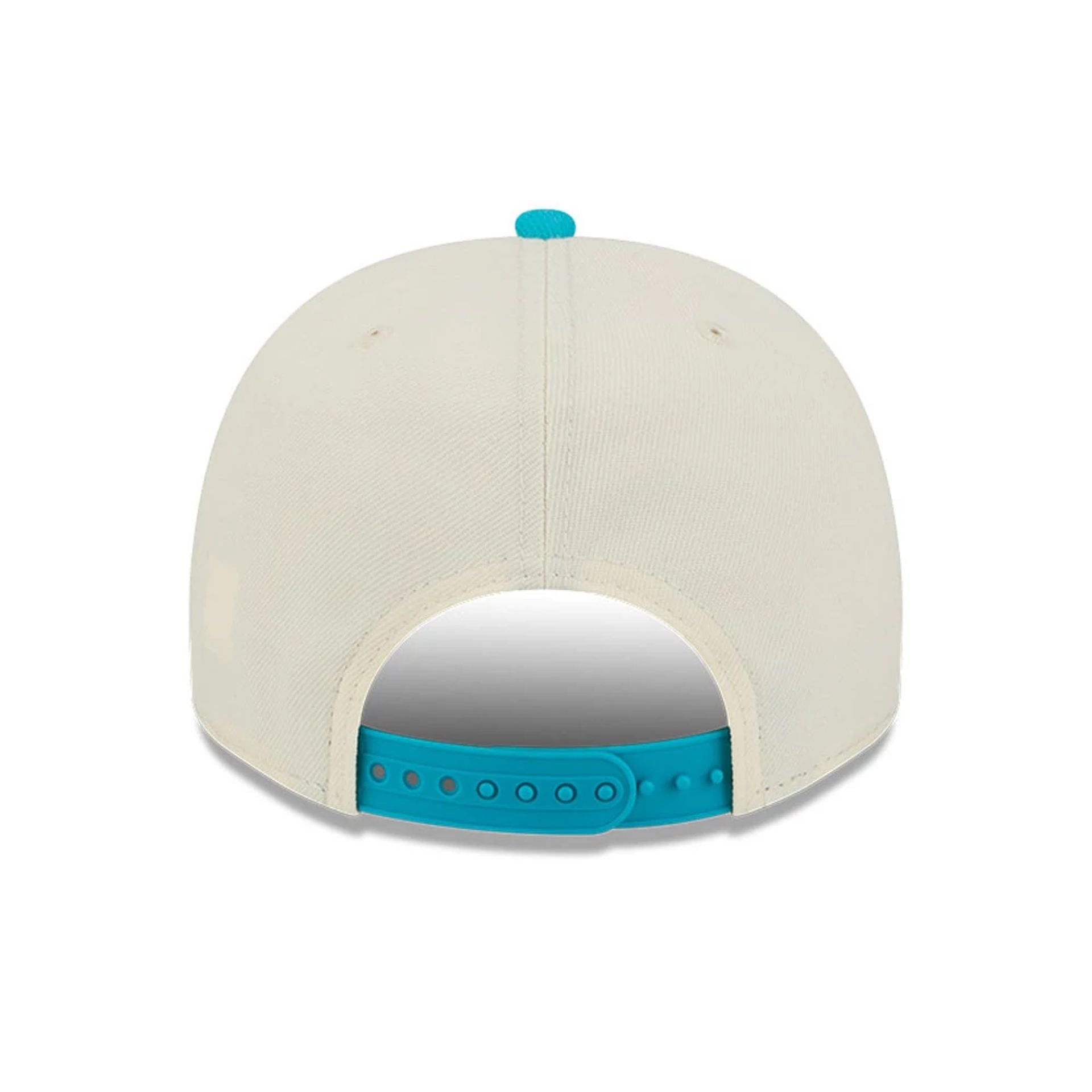 Pictured is this NBA Hardwood Classic Charlotte Hornets 9FIFTY A-Frame Snapback cap in turquoise. 7
