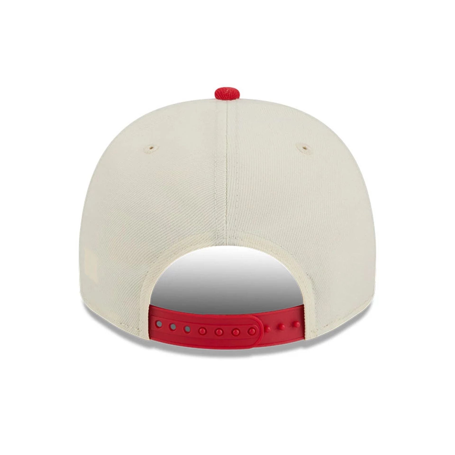 Pictured is this NBA Hardwood Classic Houston Rockets 9FIFTY A-Frame Snapback cap in red. 7