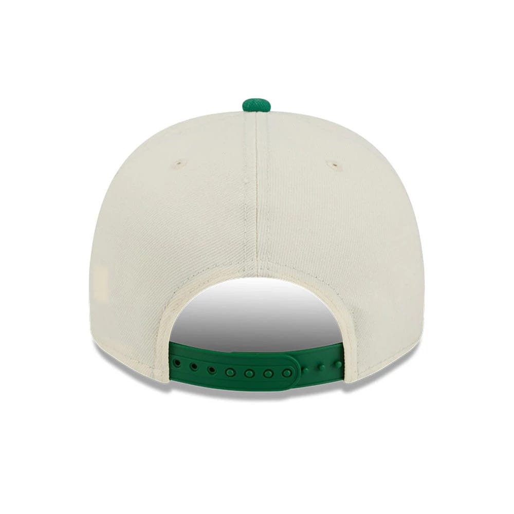 Pictured is this NBA Hardwood Classic Boston Celtics 9FIFTY A-Frame Snapback cap in cream. 7