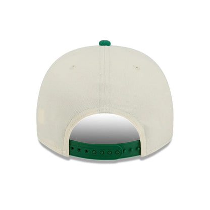 Pictured is this NBA Hardwood Classic Boston Celtics 9FIFTY A-Frame Snapback cap in cream. 7