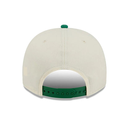 Pictured is this NBA Hardwood Classic Boston Celtics 9FIFTY A-Frame Snapback cap in cream. 7