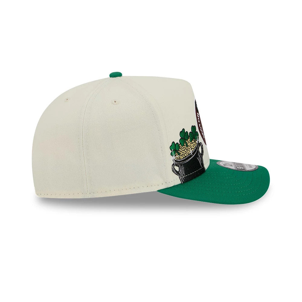 Pictured is this NBA Hardwood Classic Boston Celtics 9FIFTY A-Frame Snapback cap in cream. 6