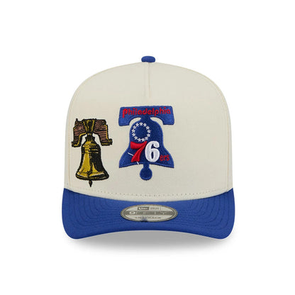 Pictured is this NBA Hardwood Classic Philadelphia 76ers 9FIFTY A-Frame Snapback cap in blue. 3
