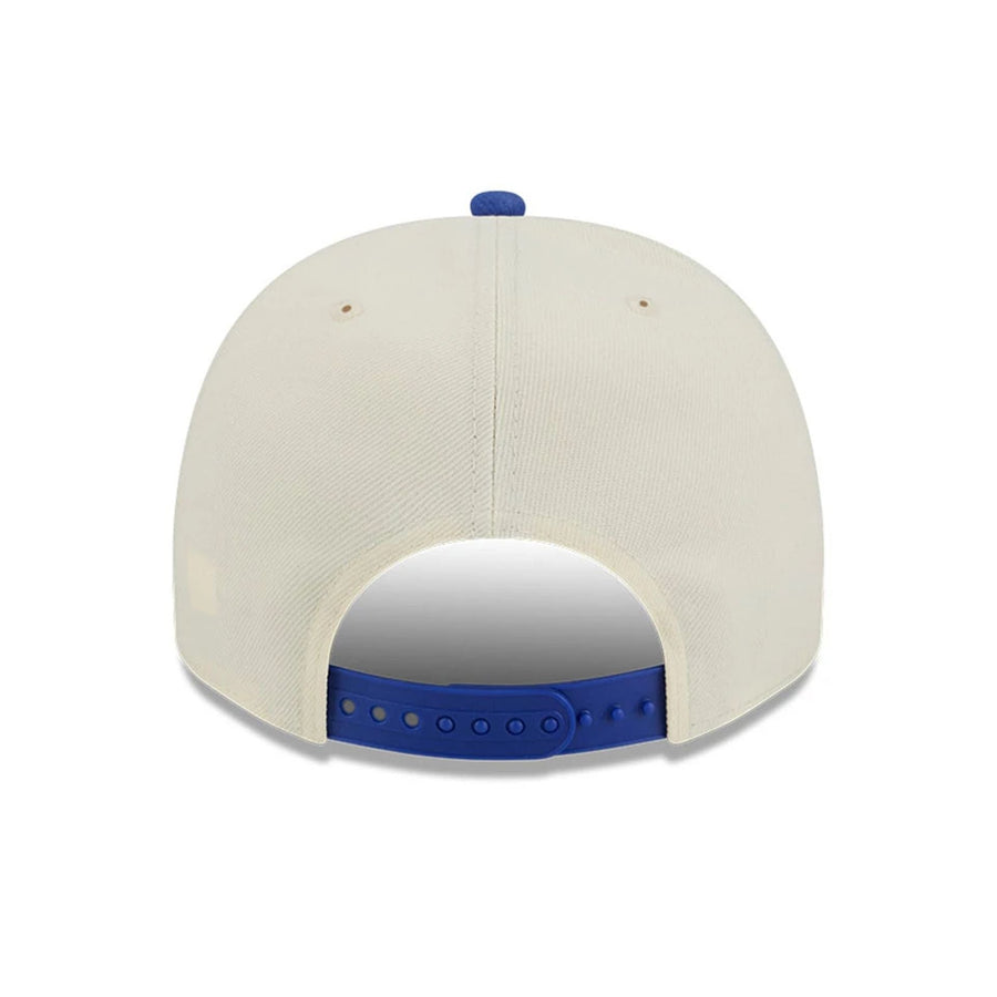 Pictured is this NBA Hardwood Classic New York Knicks 9FIFTY A-Frame Snapback cap in blue. 7