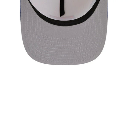 Pictured is this NBA Hardwood Classic New York Knicks 9FIFTY A-Frame Snapback cap in blue. 2