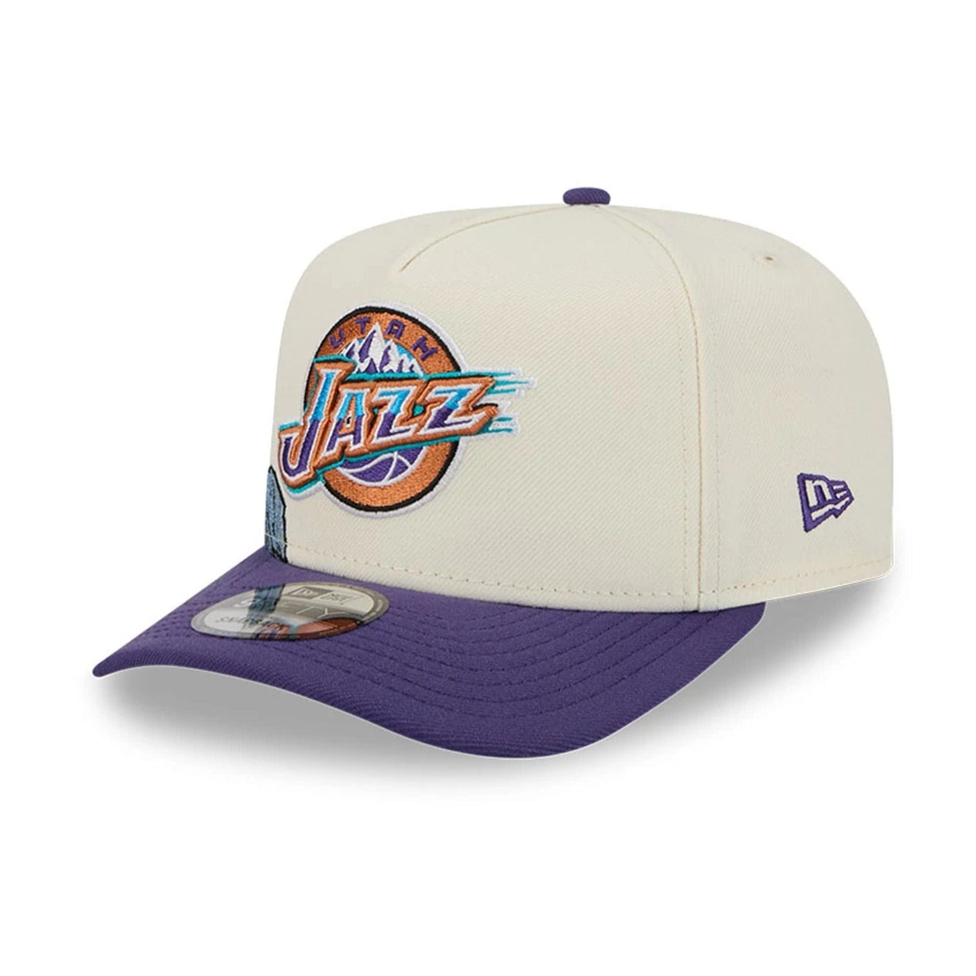 Pictured is this NBA Hardwood Classic Utah Jazz 9FIFTY A-Frame Snapback cap in dark purple. 4
