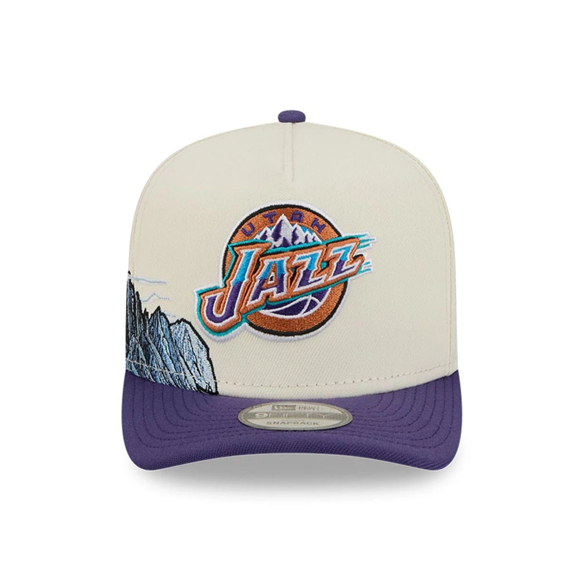 Pictured is this NBA Hardwood Classic Utah Jazz 9FIFTY A-Frame Snapback cap in dark purple. 3