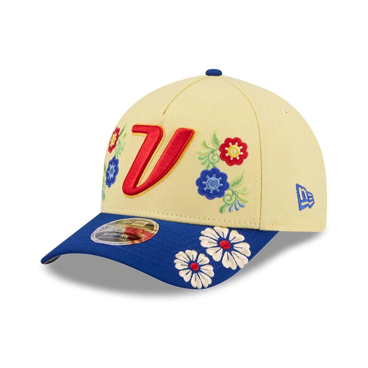 Pictured is this World Baseball Classic Latin Embroidery Venezuela 9FORTY M-Crown A-Frame cap in yellow. 1