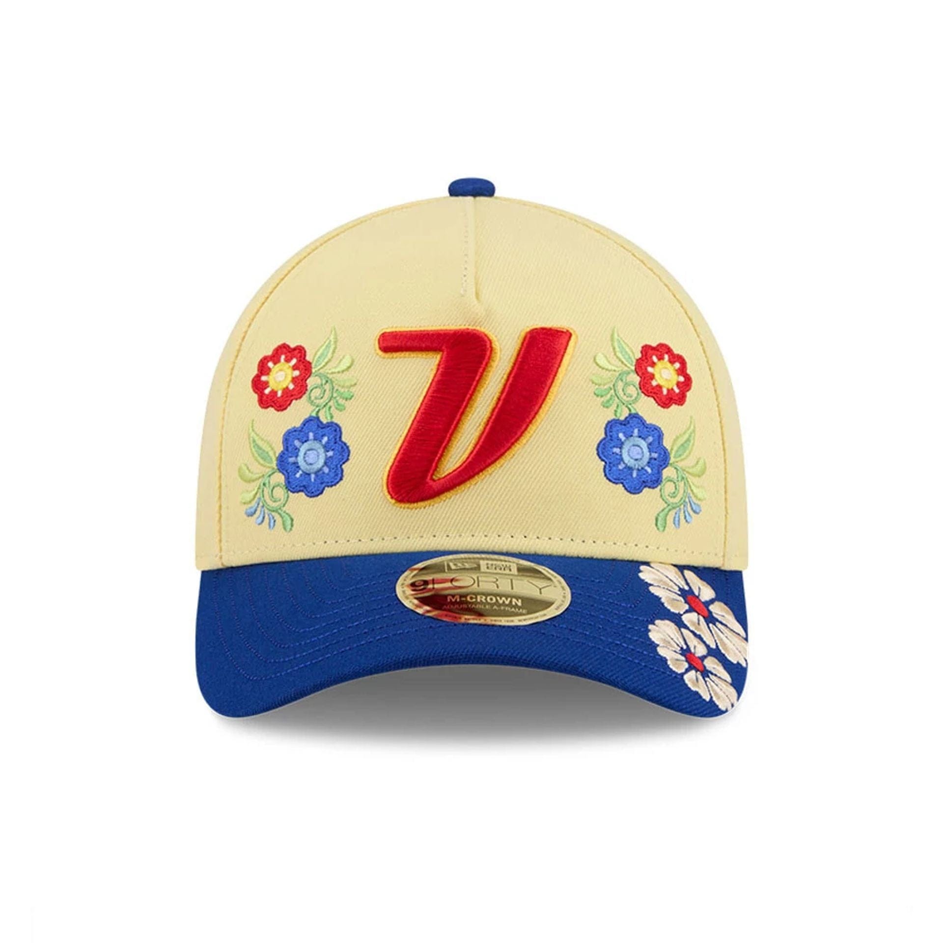 Pictured is this World Baseball Classic Latin Embroidery Venezuela 9FORTY M-Crown A-Frame cap in yellow. 3
