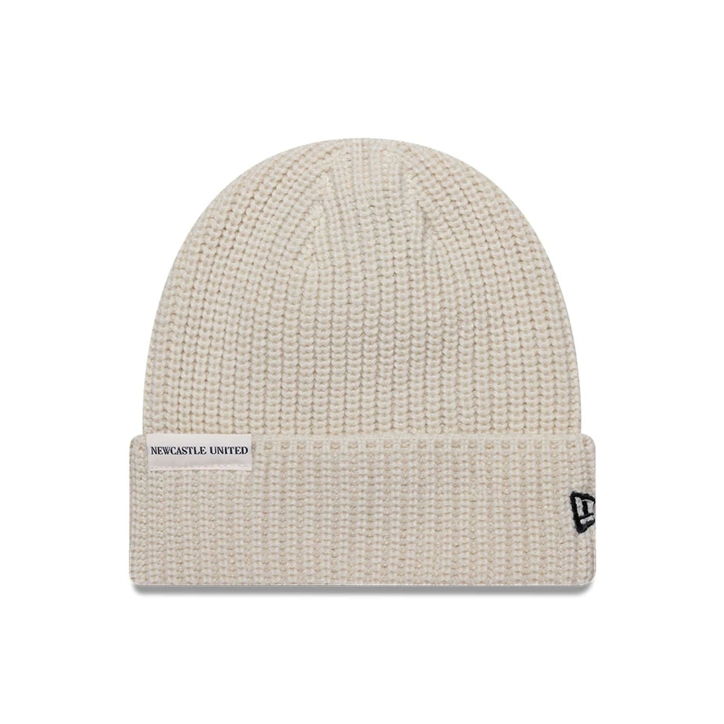 This is a Newcastle United FC Ribbed Light Beige Cuff knit Beanie Hat 1