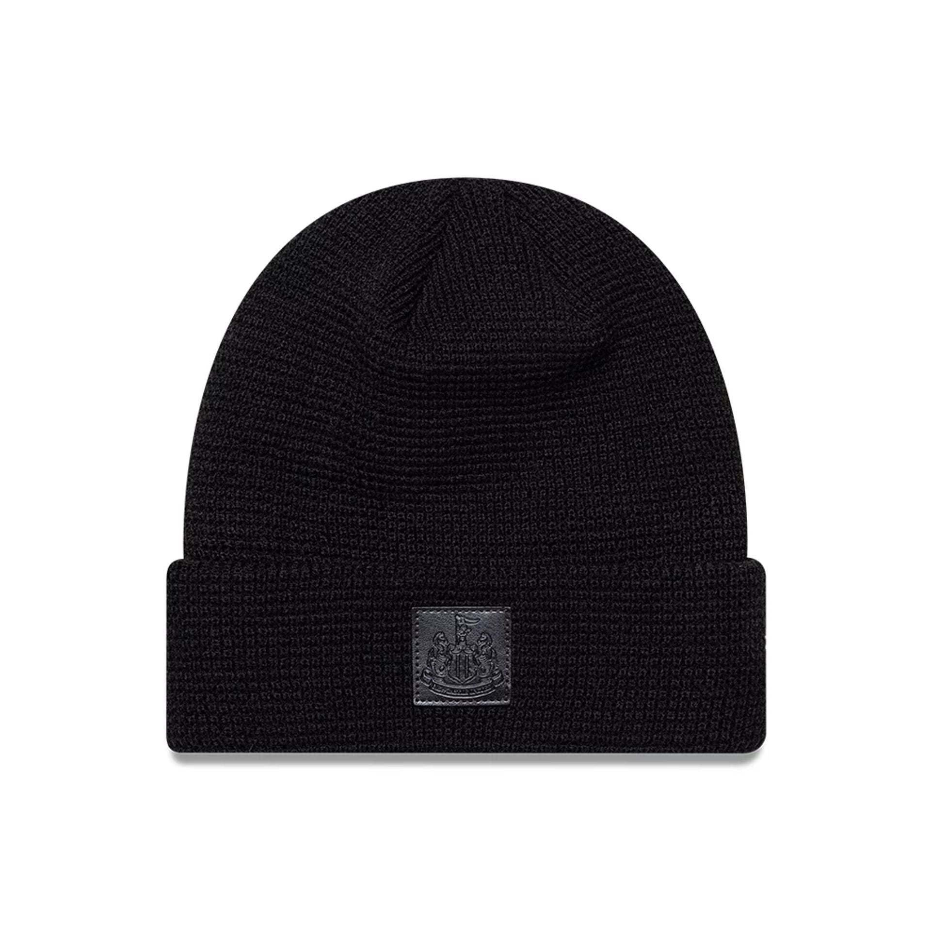 This is a Newcastle United FC Waffle Black Cuff knit Beanie Hat 1