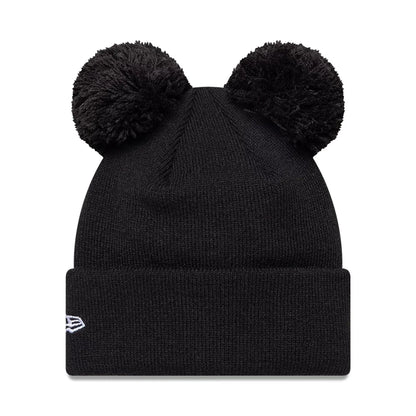 This is a Newcastle United FC Youth Tonal Black Double Pom knit Beanie Hat 2