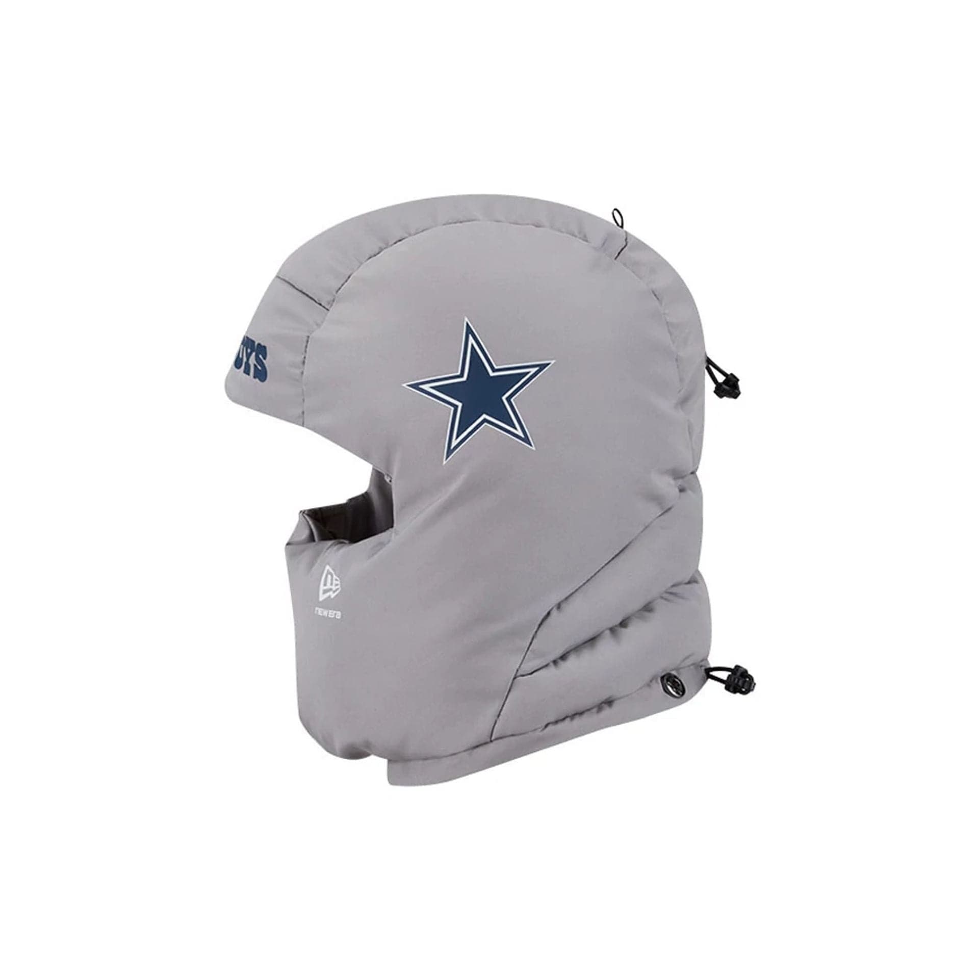 Pictured is this NFL Puffer Helmet Dallas Cowboys Trapper hat in Grey. 4