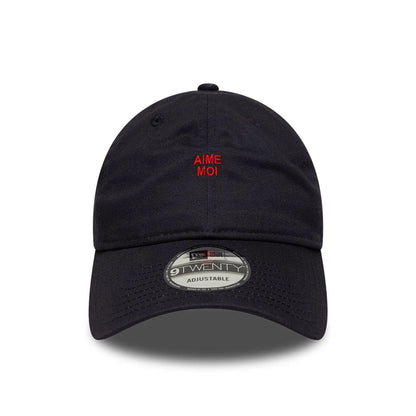This is a  New Era Slogan Aime Moi Navy 9TWENTY Adjustable Cap 2