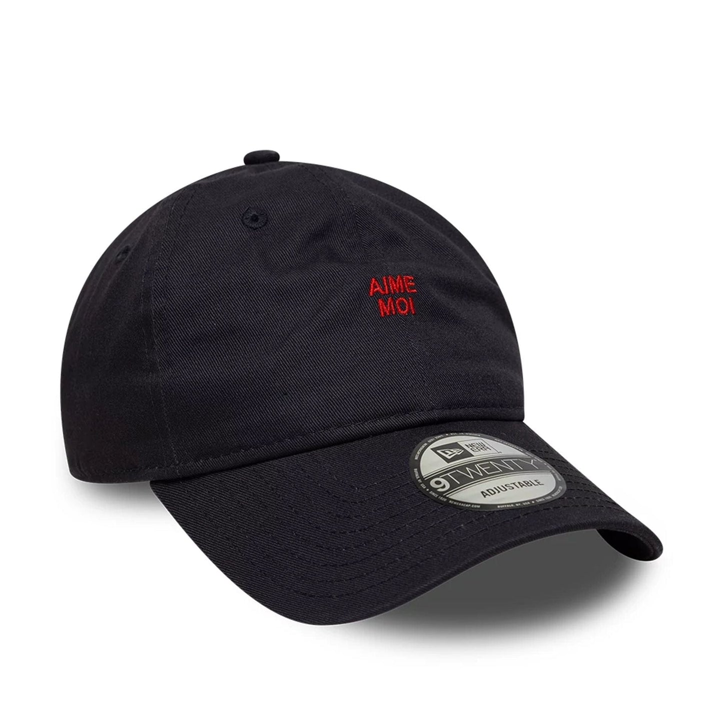 This is a  New Era Slogan Aime Moi Navy 9TWENTY Adjustable Cap 3