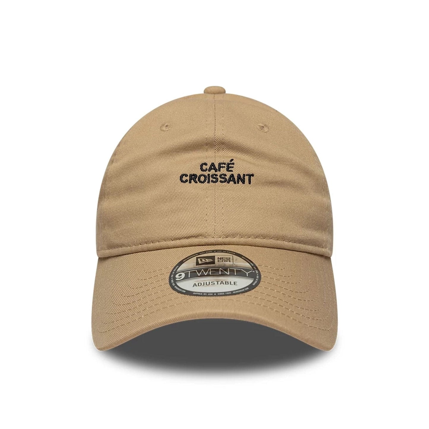 This is a  New Era Slogan Café Croissant Light Beige 9TWENTY Adjustable Cap 2