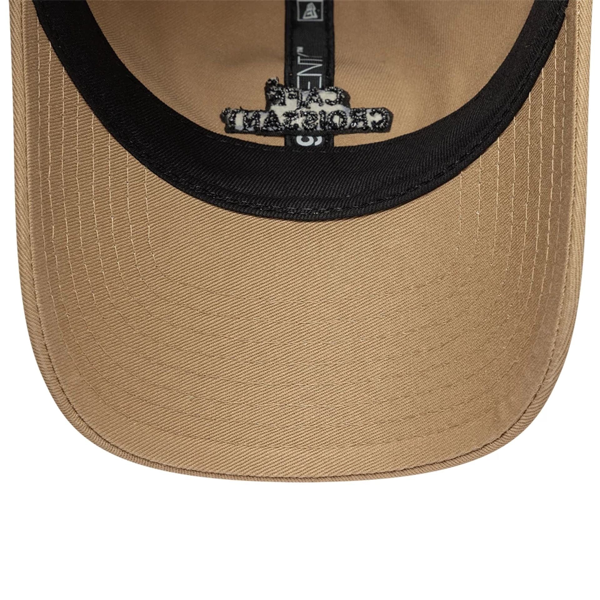 This is a  New Era Slogan Café Croissant Light Beige 9TWENTY Adjustable Cap 7