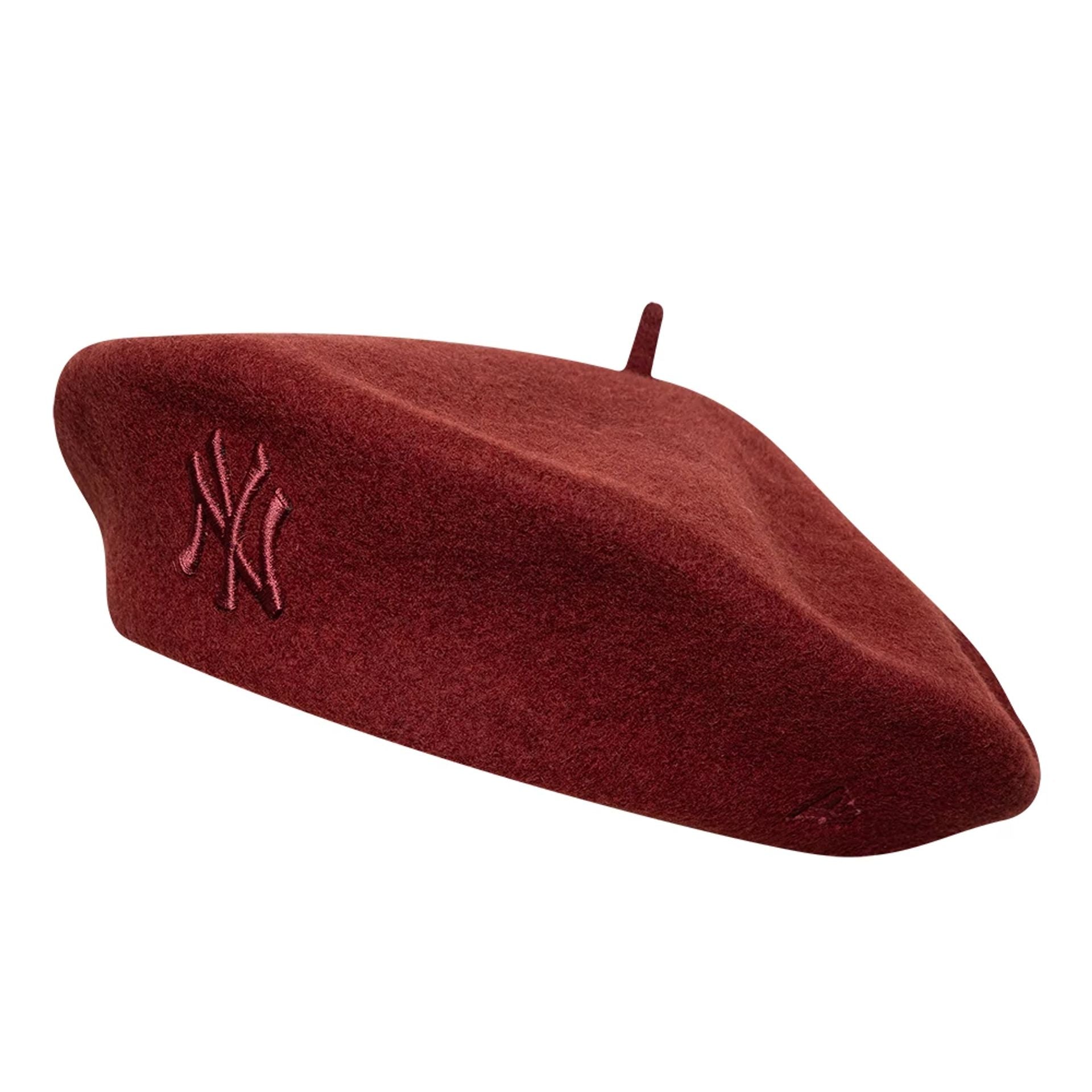 This is a New York Yankees Womens MLB Wool Dark Red Beret  1