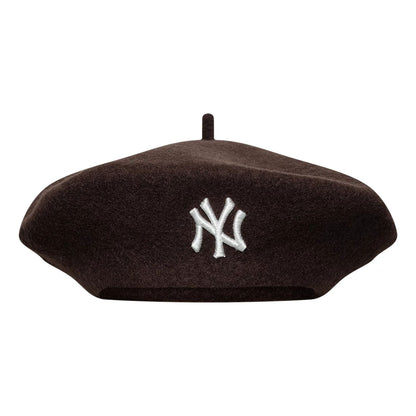This is a New York Yankees Womens MLB Wool Dark Brown Beret  2