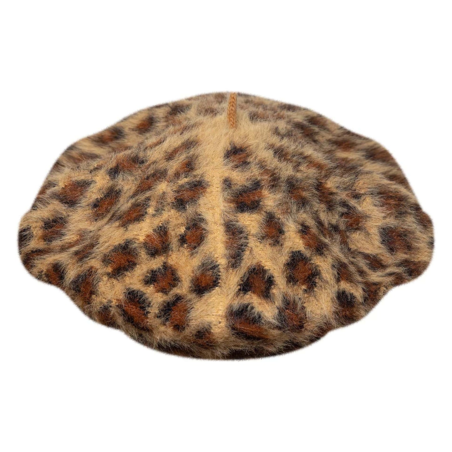This is a New York Yankees Womens MLB Fuzzy Leopard Light Beige Beret  4