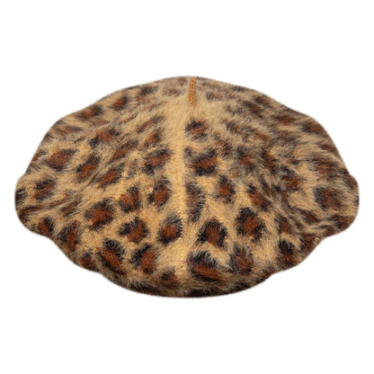 This is a New York Yankees Womens MLB Fuzzy Leopard Light Beige Beret  4