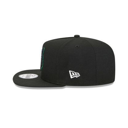 Pictured is this NBA Classic Minnesota Timberwolves 9FIFTY A-Frame Snapback Adjustable cap in black. 7