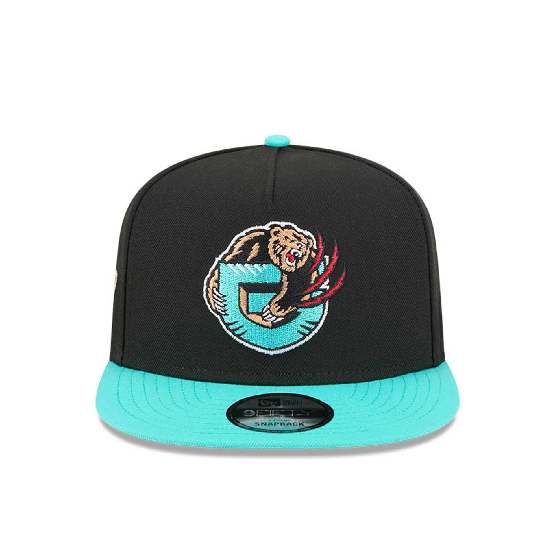 Pictured is this NBA Classic Memphis Grizzlies 9FIFTY A-Frame Snapback Adjustable cap in black. 4