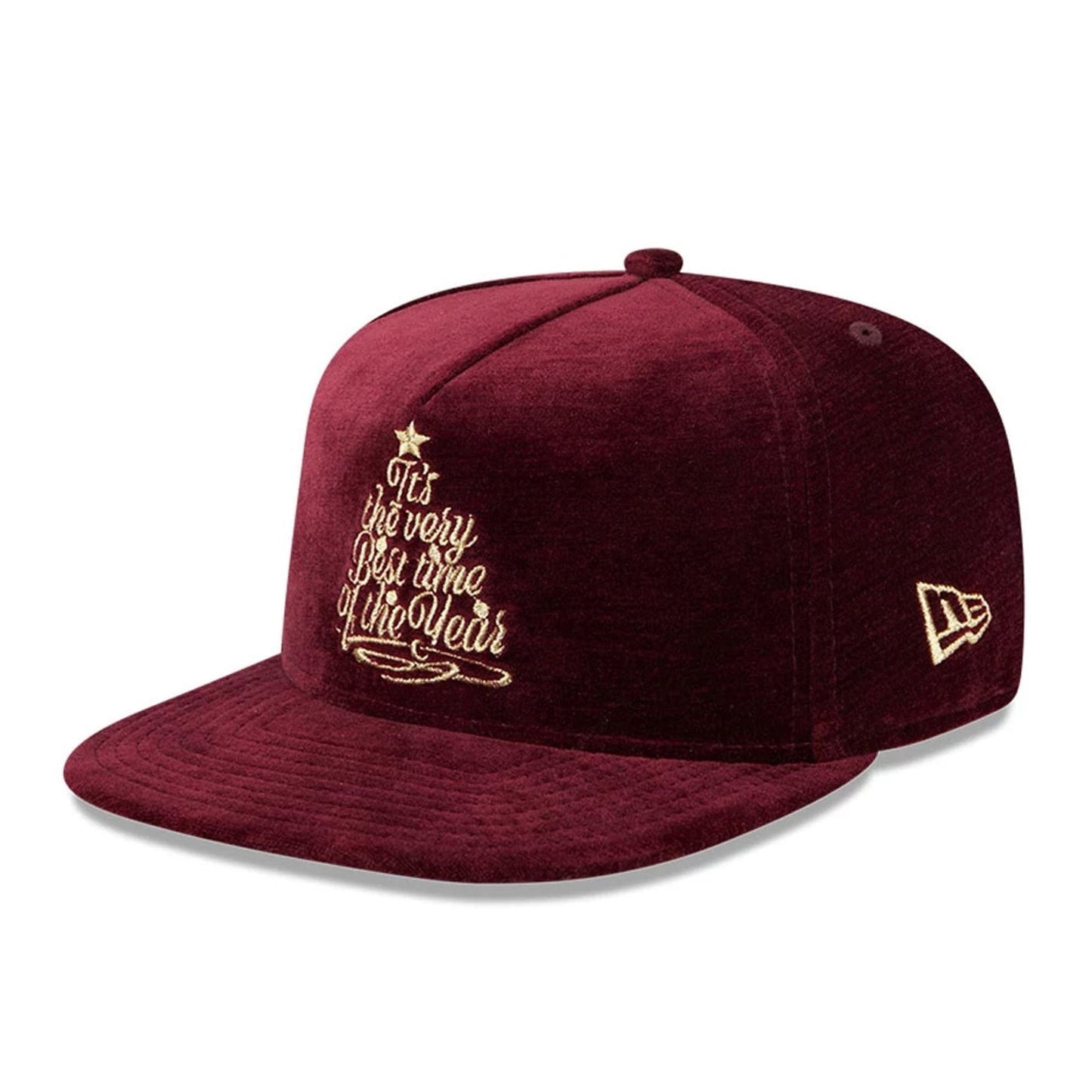 Pictured is this New Era Holiday Essentials 9FIFTY A-Frame Snapback cap in dark purple. 1