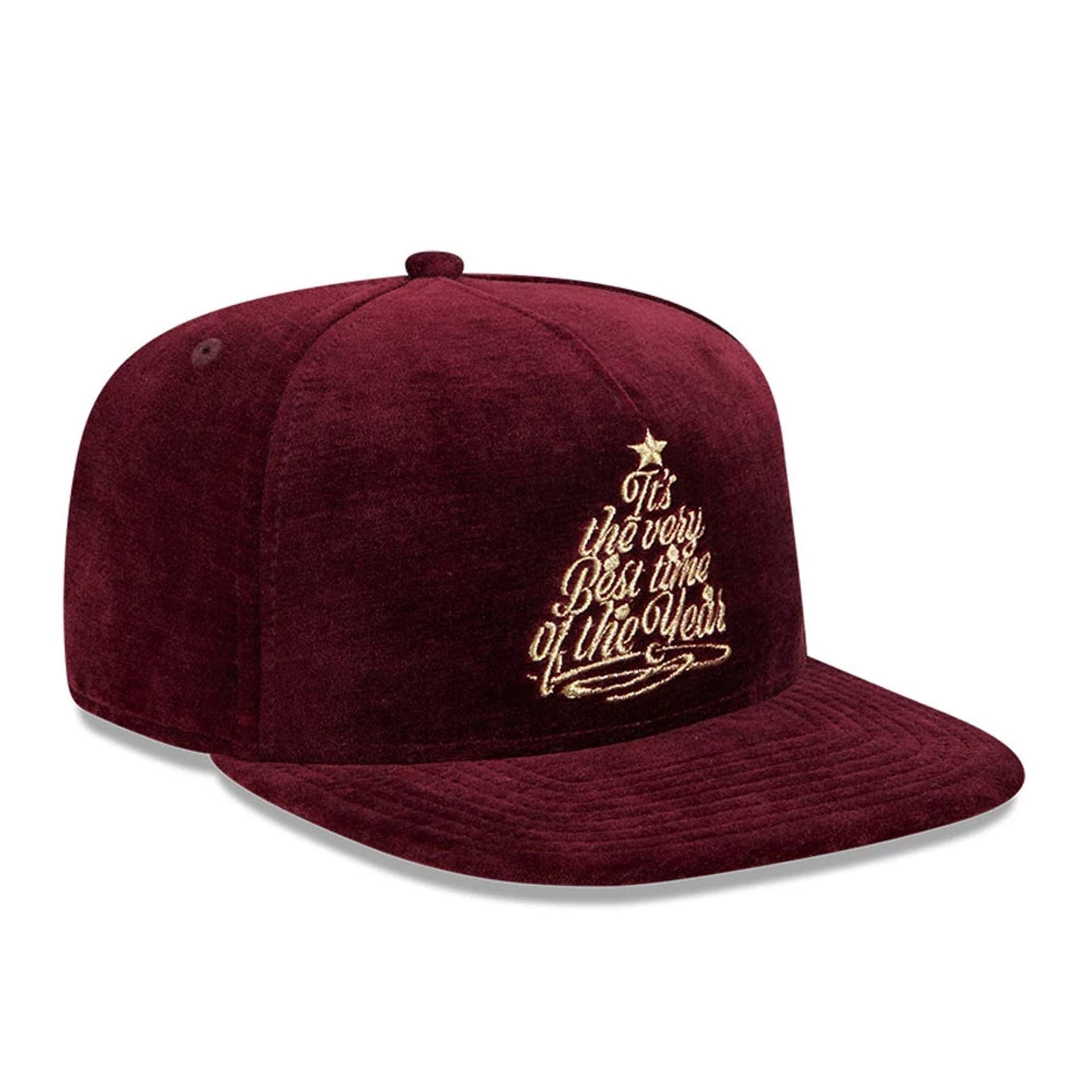 Pictured is this New Era Holiday Essentials 9FIFTY A-Frame Snapback cap in dark purple. 4