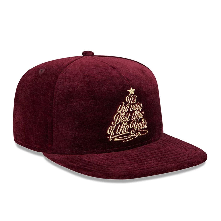 Pictured is this New Era Holiday Essentials 9FIFTY A-Frame Snapback cap in dark purple. 4