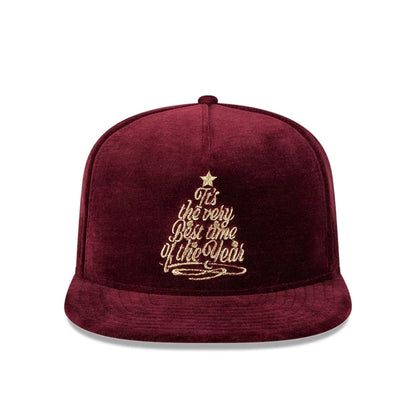 Pictured is this New Era Holiday Essentials 9FIFTY A-Frame Snapback cap in dark purple. 3