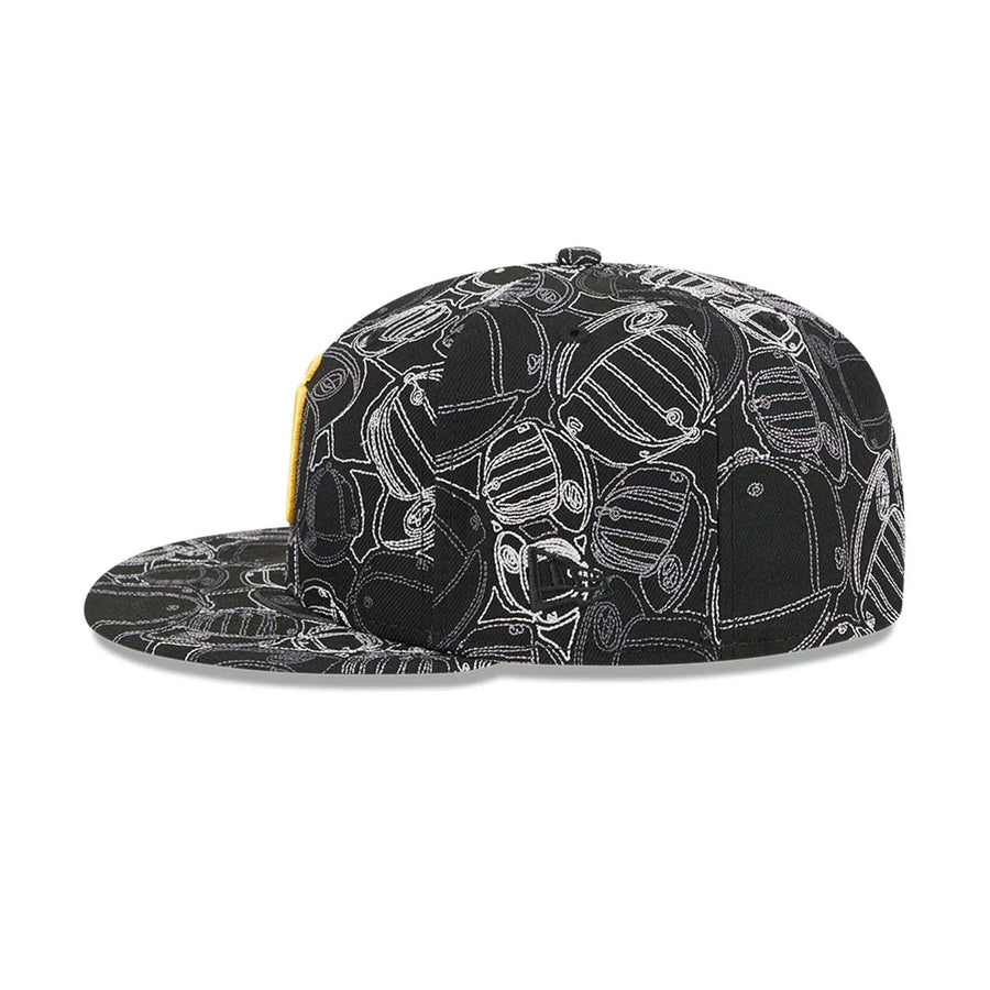 Pictured is this MLB Cap Scramble San Diego Padres 59FIFTY Fitted cap in black. 6