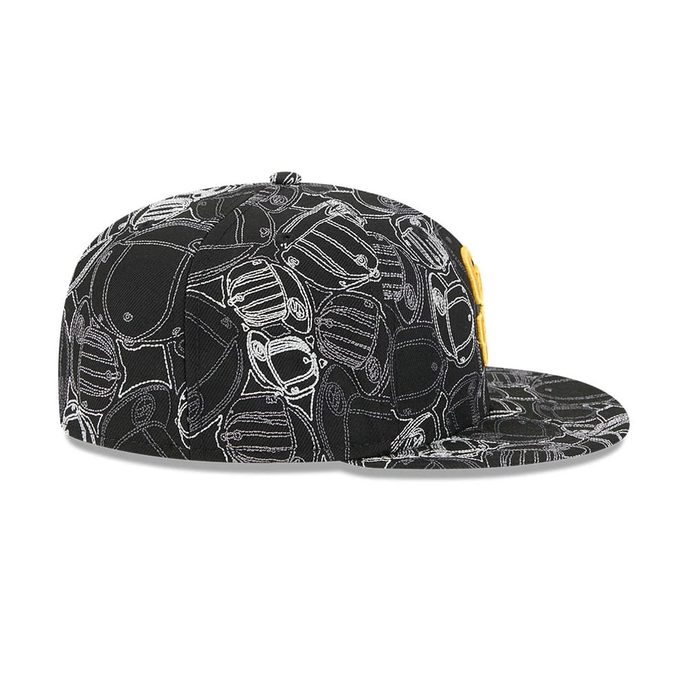 Pictured is this MLB Cap Scramble San Diego Padres 59FIFTY Fitted cap in black. 7