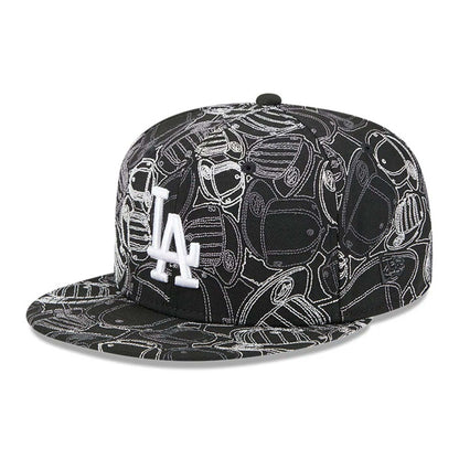 Pictured is this MLB Cap Scramble LA Dodgers 59FIFTY Fitted cap in black. 1