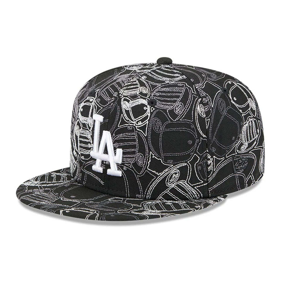 Pictured is this MLB Cap Scramble LA Dodgers 59FIFTY Fitted cap in black. 1