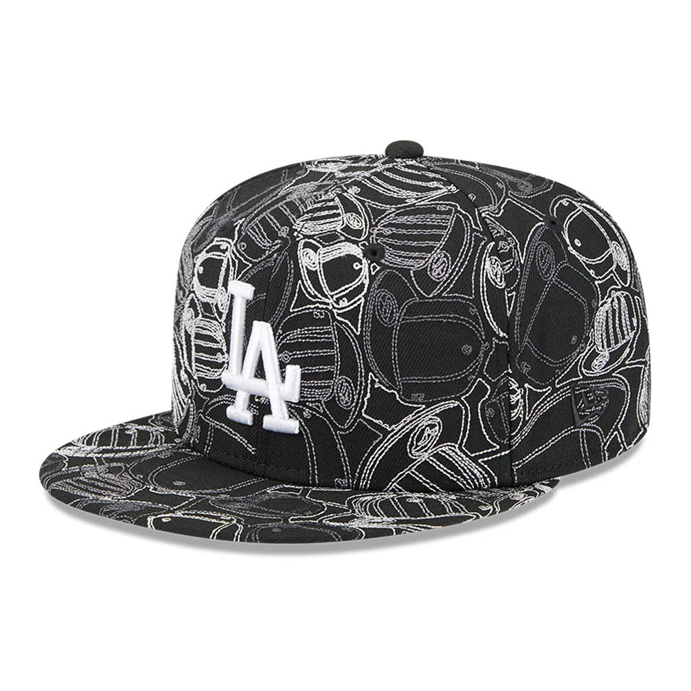 Pictured is this MLB Cap Scramble LA Dodgers 59FIFTY Fitted cap in black. 1
