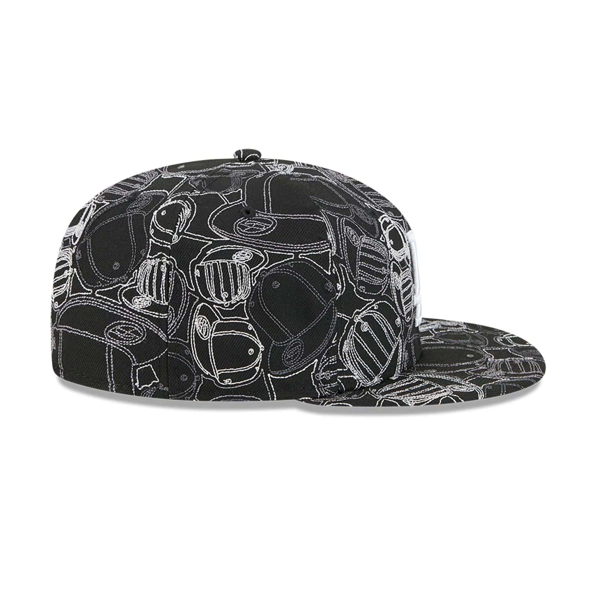 Pictured is this MLB Cap Scramble LA Dodgers 59FIFTY Fitted cap in black. 7