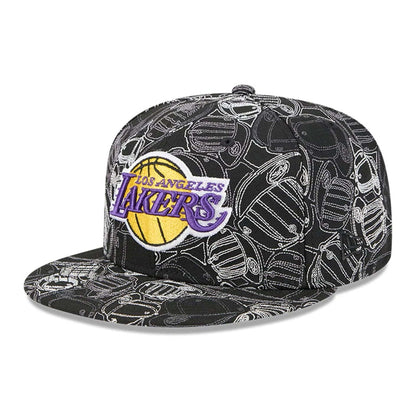 Pictured is this NBA Cap Scramble LA Lakers 59FIFTY Fitted cap in black. 1