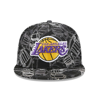 Pictured is this NBA Cap Scramble LA Lakers 59FIFTY Fitted cap in black. 3