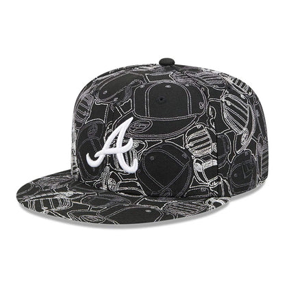 Pictured is this MLB Cap Scramble Atlanta Braves 59FIFTY Fitted cap in black. 1