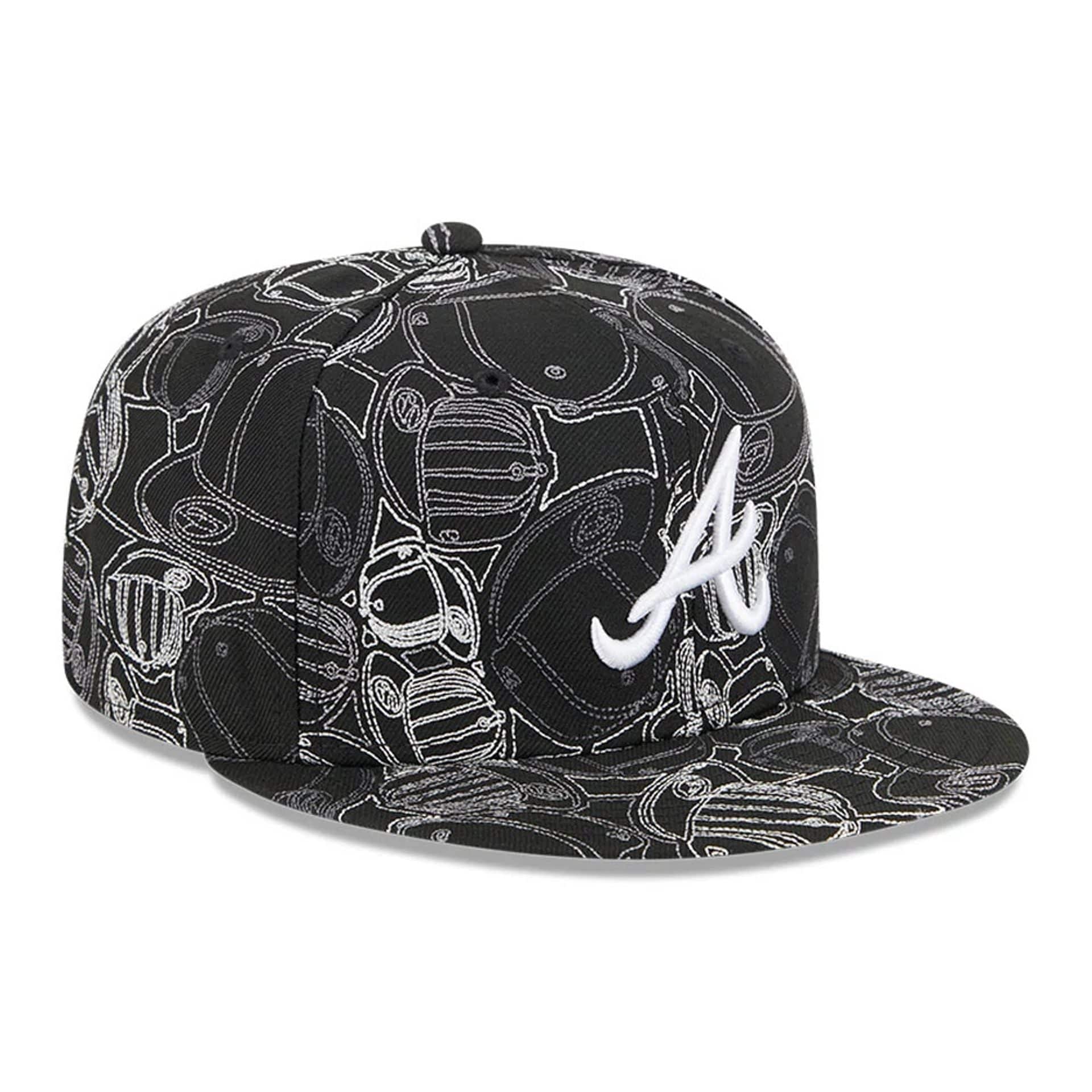 Pictured is this MLB Cap Scramble Atlanta Braves 59FIFTY Fitted cap in black. 4