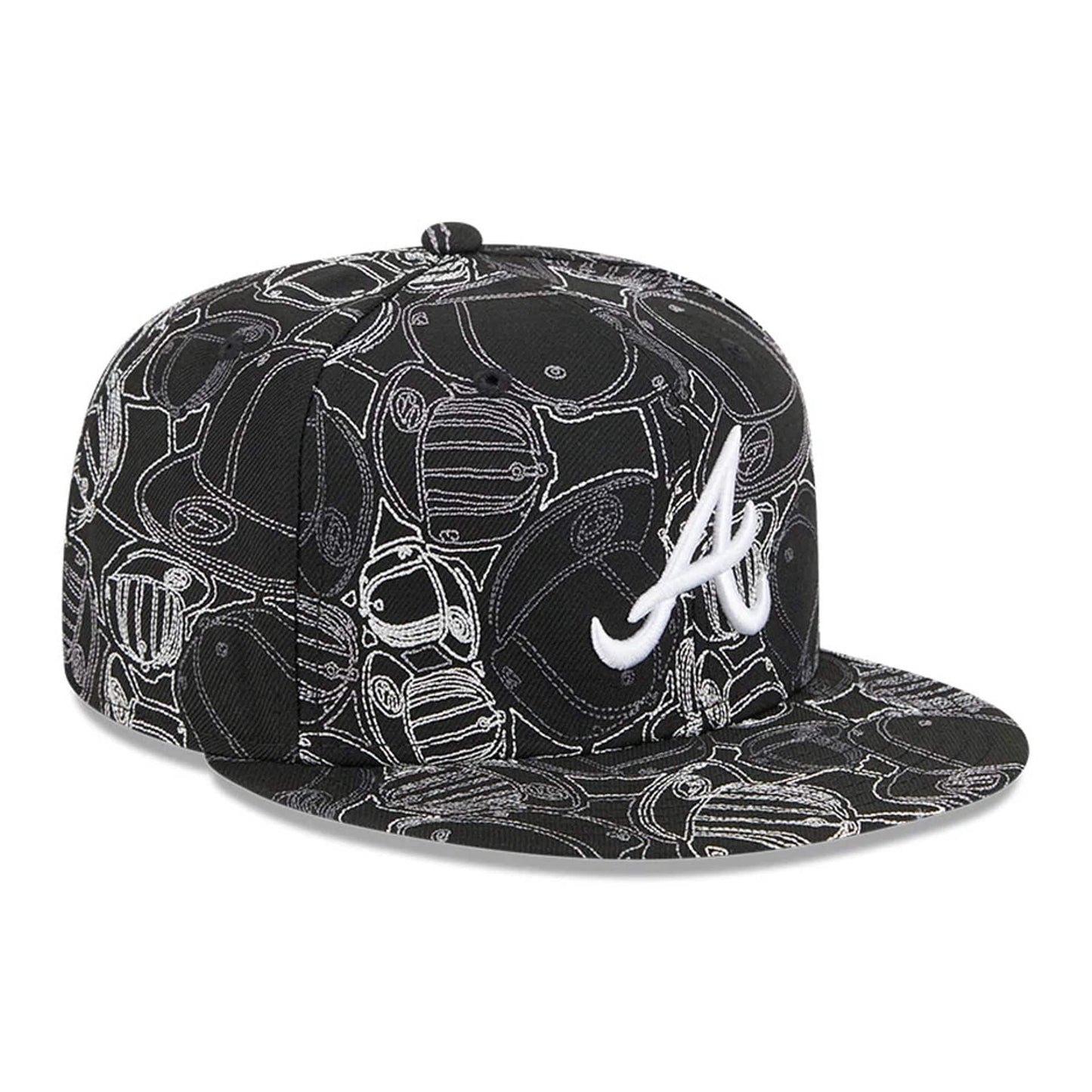 Pictured is this MLB Cap Scramble Atlanta Braves 59FIFTY Fitted cap in black. 4