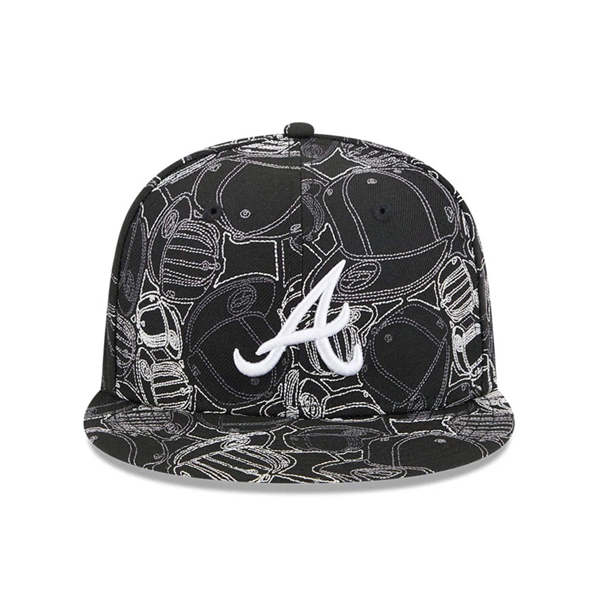 Pictured is this MLB Cap Scramble Atlanta Braves 59FIFTY Fitted cap in black. 3