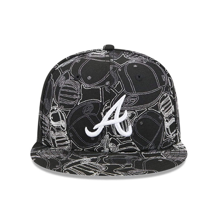 Pictured is this MLB Cap Scramble Atlanta Braves 59FIFTY Fitted cap in black. 3