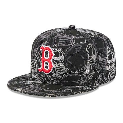 Pictured is this MLB Cap Scramble Boston Red Sox 59FIFTY Fitted cap in black. 1