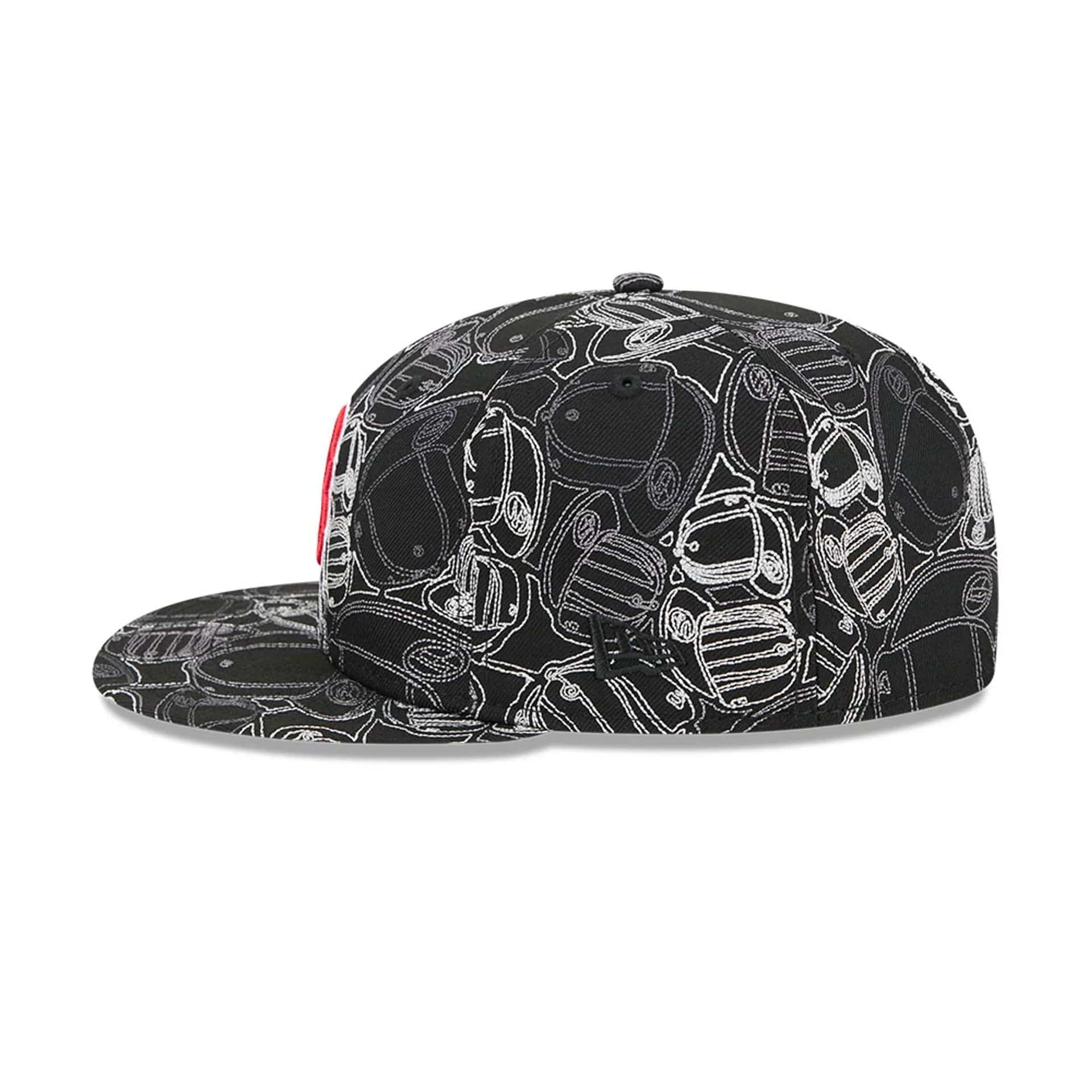 Pictured is this MLB Cap Scramble Boston Red Sox 59FIFTY Fitted cap in black. 6