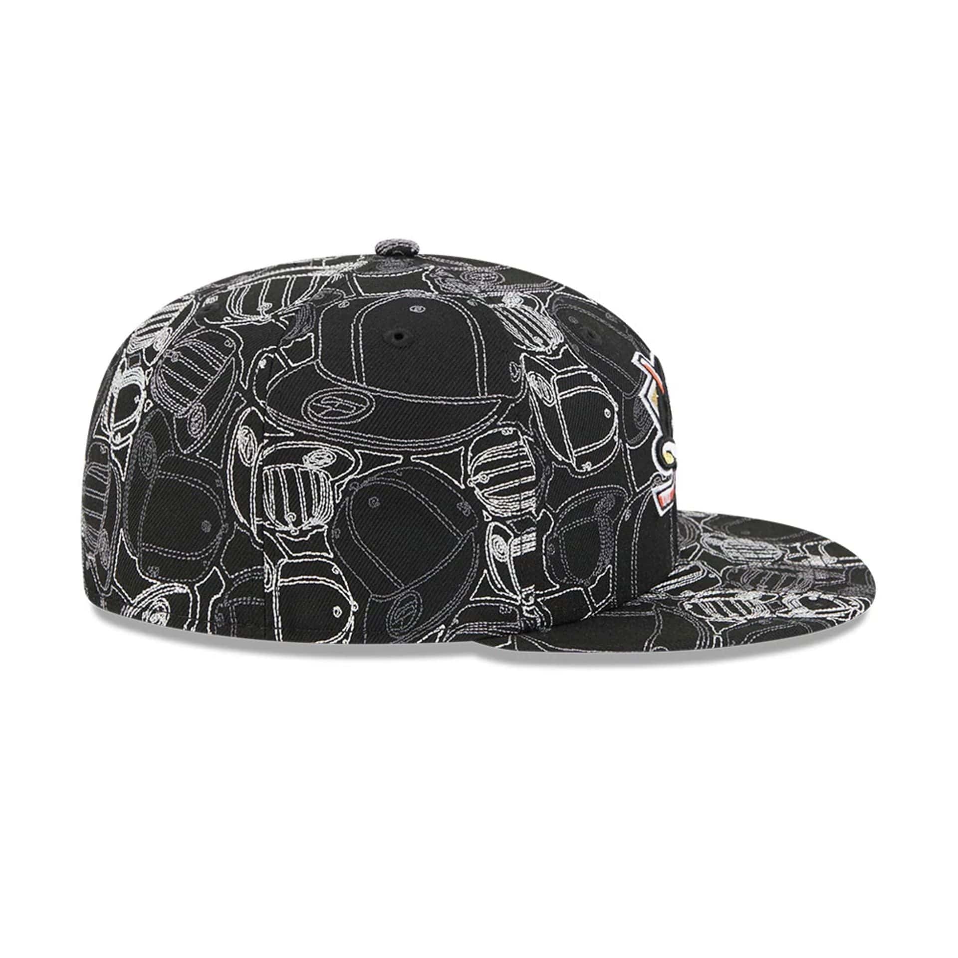 Pictured is this NHL Cap Scramble Anaheim Ducks 59FIFTY Fitted cap in black. 7