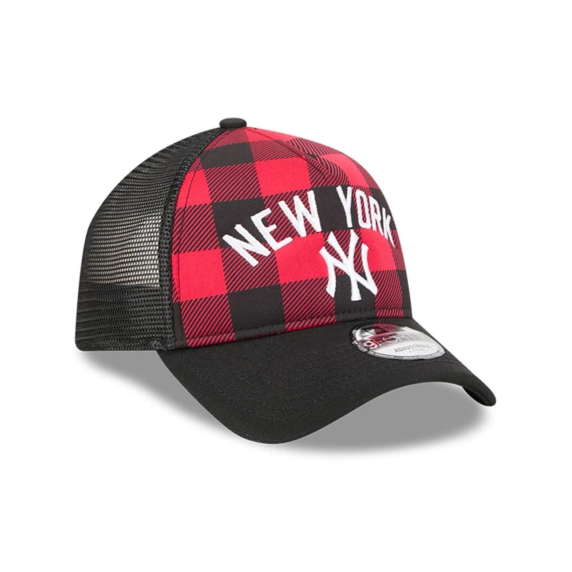 Pictured is this MLB Novelty Check New York Yankees 9FORTY A-Frame cap in black. 3