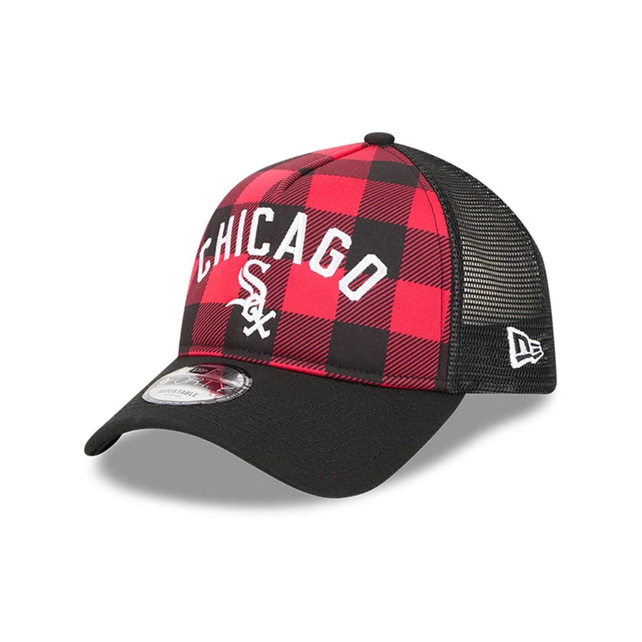 Pictured is this MLB Novelty Check Chicago White Sox 9FORTY A-Frame cap in black. 1