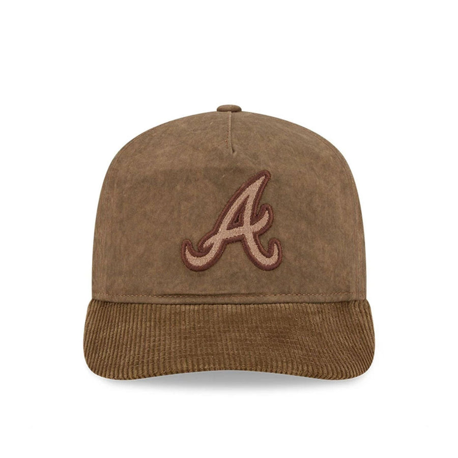 Pictured is this MLB Utility Linen Atlanta Braves 19TWENTY cap in open brown. 2